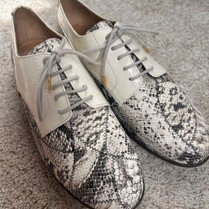 Marc Joseph White and Gray Golf Shoes with Snakeskin Detail